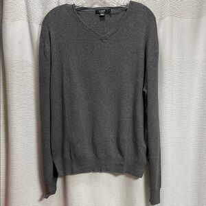 J. Crew Men’s Vintage Gray V-Neck Pima cottonSweater Classic Knit Sz M summer